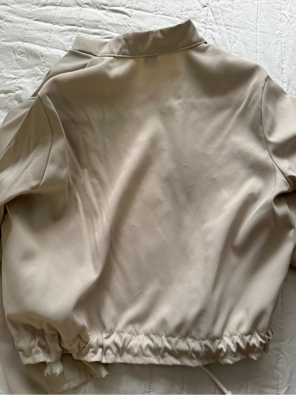 Light Beige Drawstring Zip Jacket - Picture 6 of 6